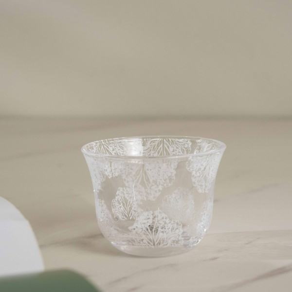 Leafy Glass Gahwa Cup Set 6 Pcs White