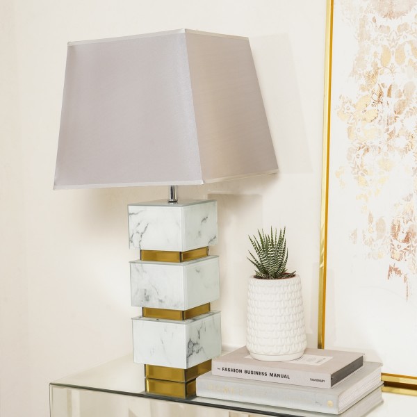 Marble Table Lamp White H68XW33 cm