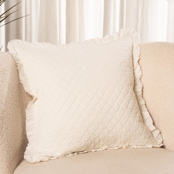 Ruffled Cushion Ivory 45x45 cm