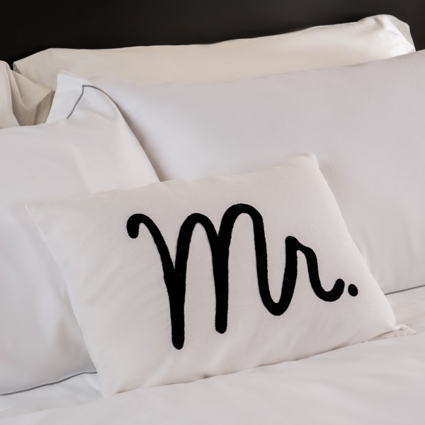 Mr Bedroom Cushion White/ Black 35x50 cm