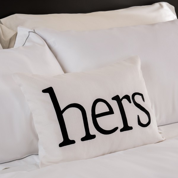 Hers Bedroom Cushion White/Black 35x50 cm