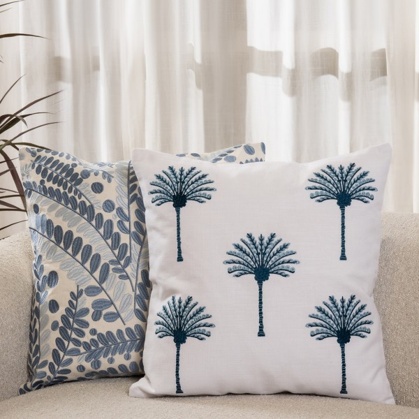 Palm Cushion Blue 50X50 cm