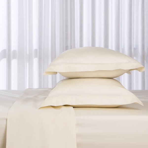 250 Thread Count Cotton Fitted Sheet & 2 Pillowcase Cream 140x200 cm