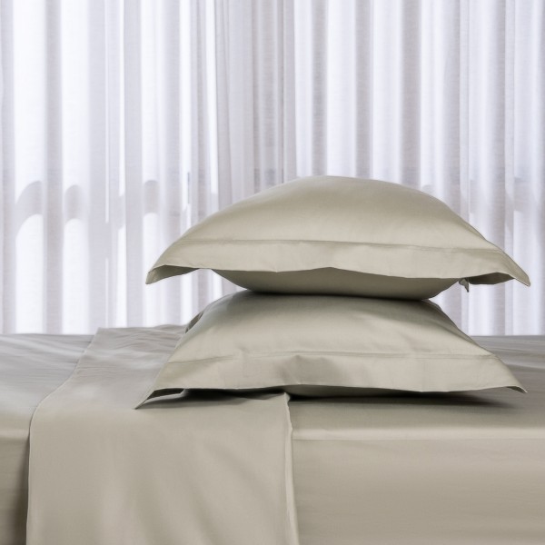 250 Thread Count Cotton Fitted Sheet & 2 Pillowcase Stone 160x200 cm