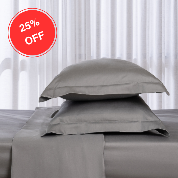 250 Thread Count Cotton Fitted Sheet & 2 Pillowcase Silver 180x200 cm
