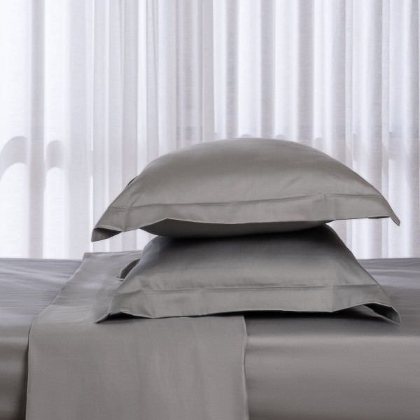 250 Thread Count Cotton Fitted Sheet & 2 Pillowcase Silver 200x200 cm