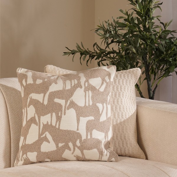 Horses Cushion Beige 45 X 45 cm  