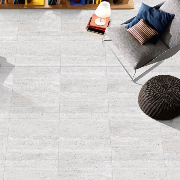 Travertine Matt Porcelain Floor Tiles Grey 60X60 cm