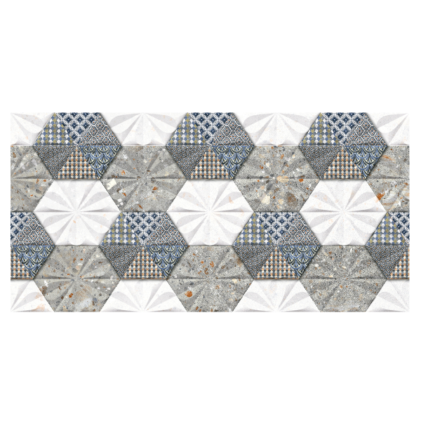 Hexa Matt Decor Wall Tiles Grey 30X60 cm
