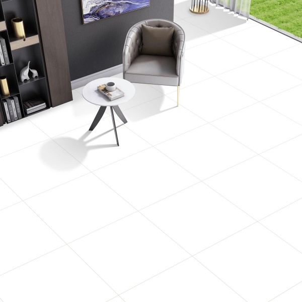 White Matt Porcelain Floor Tiles White 60X60 cm