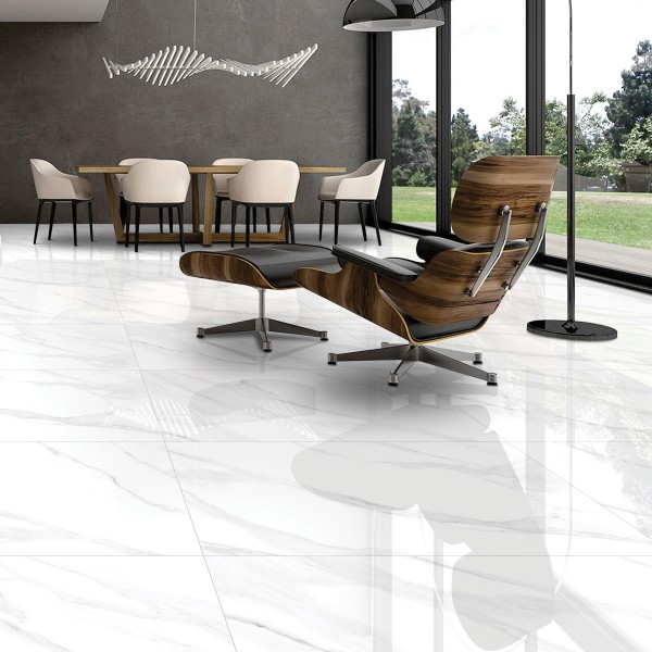 Thasos3 Polish Porcelain Floor Tiles White 60X120 cm