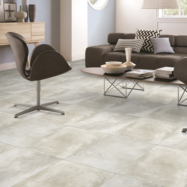 Cement1 Matt Foggy Porcelain Floor Tiles Light Grey 60X60 cm