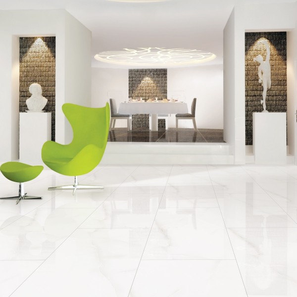 Pearl Onyx Polish Porcelain Floor Tiles White 60X120 cm