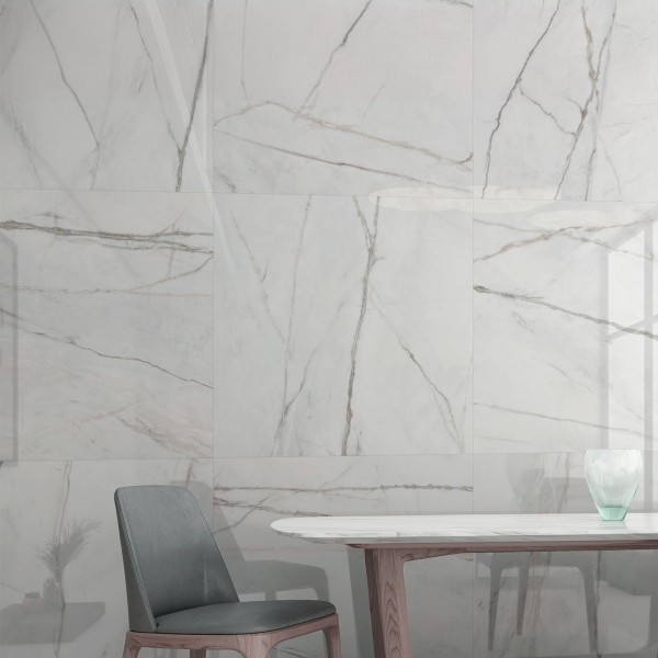 Evo Brillo Porcelain Floor Tile Glossy White 60X120 cm