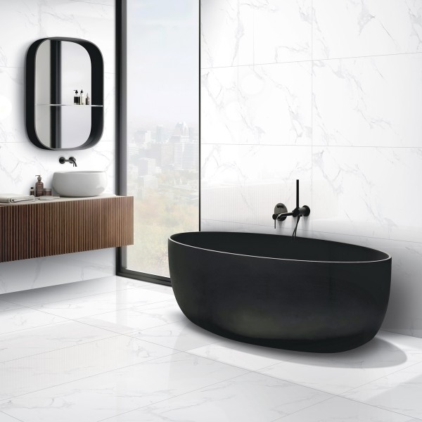 Smog Porcelain Floor Tile Polish White 60X120 cm