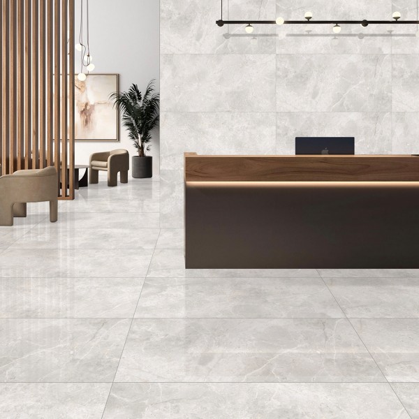Roma1 Porcelain Floor Tile Polished White 60x120 cm