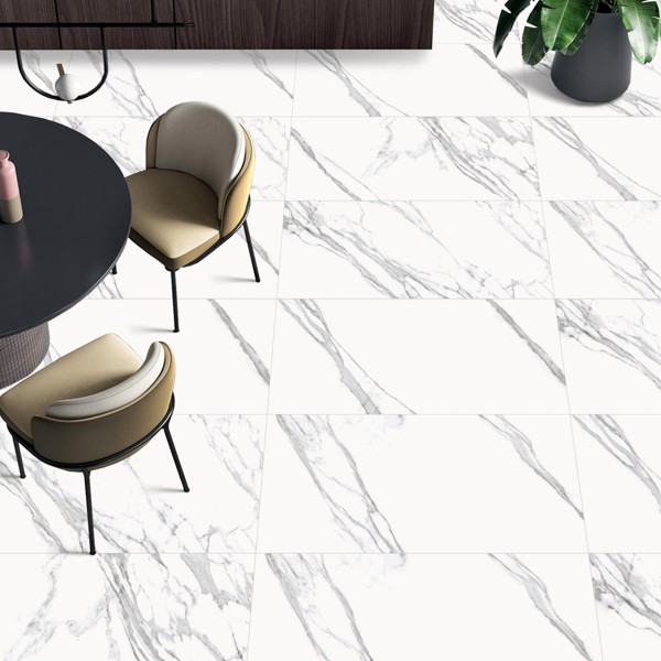 Carrara1 Porcelain Floor Tile Matt White 60X120 cm