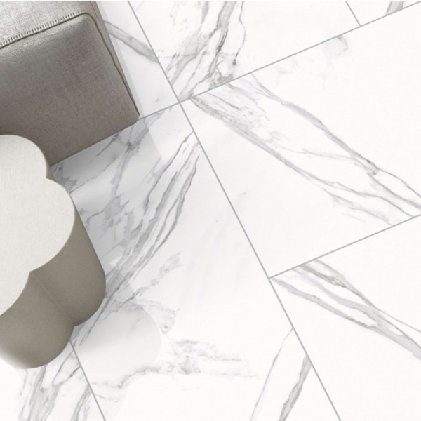 Carrara9 Porcelain Floor Tile Polish White 60X120 cm