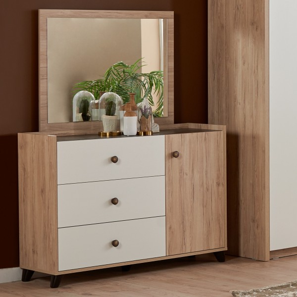 Ruby Dresser with Mirror White/Chestnut