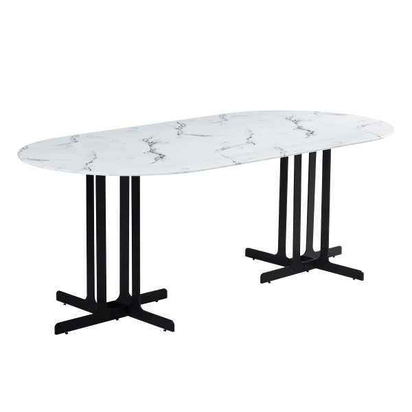 Flora 6 Seater Dining Table White Marble