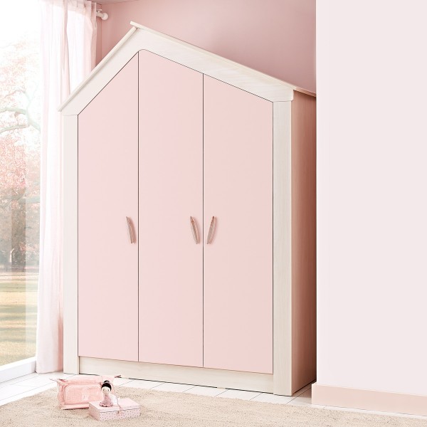 Pink House 3-Door Kids Wardrobe
