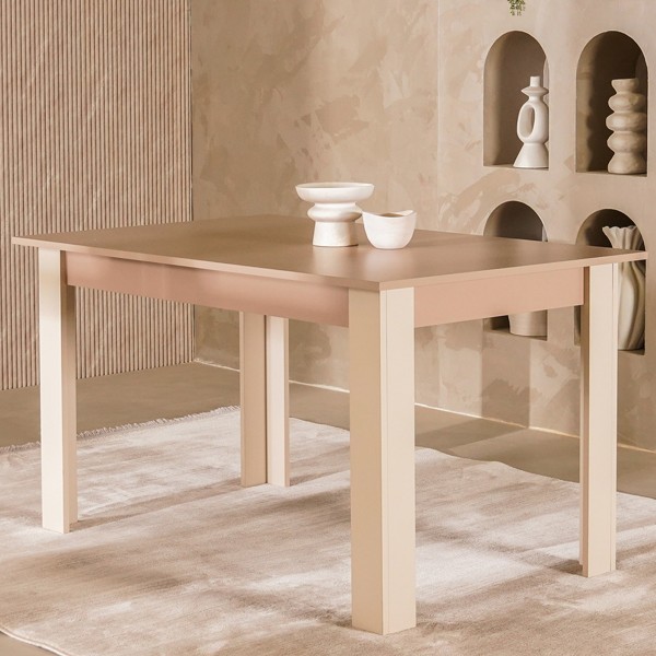 Mila 4 Seater Dining Table Beige/White