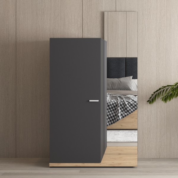 Osaka Small Cabinet with Mirror Oak/Dark Grey