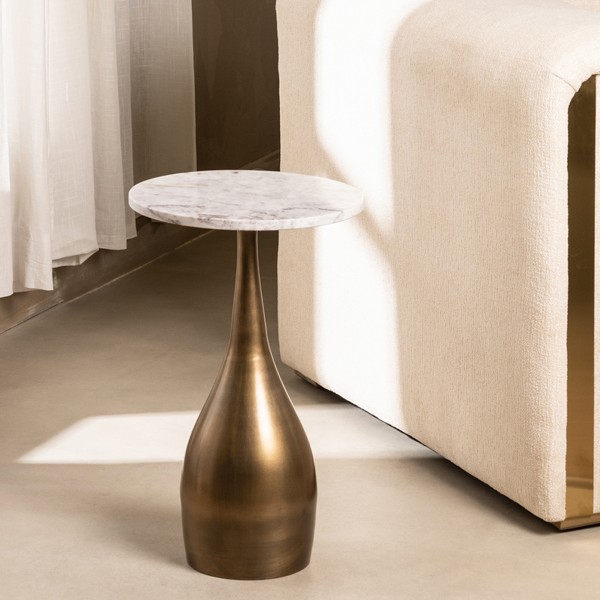 Nina Side Table with Top White Marble
