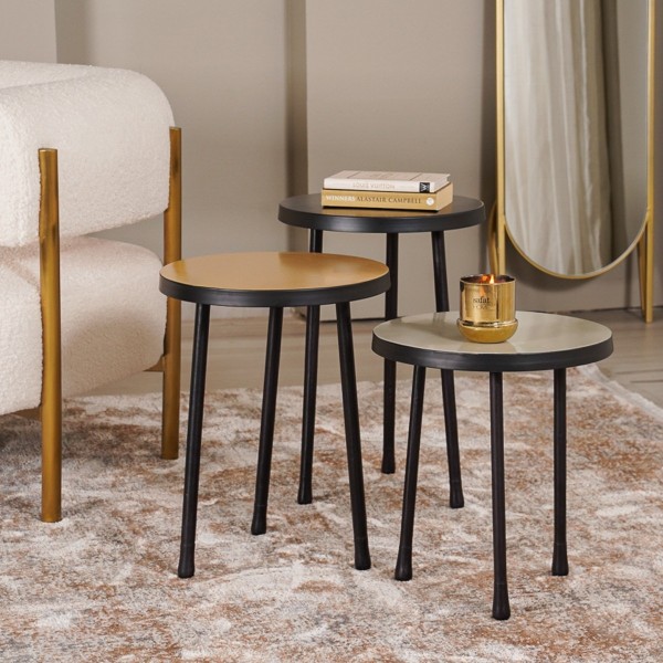 Xena Set of 3 Side Tables Blue/Grey