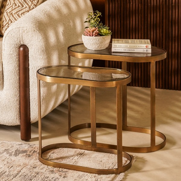Filia Set of 2 Side Tables with Top Glass