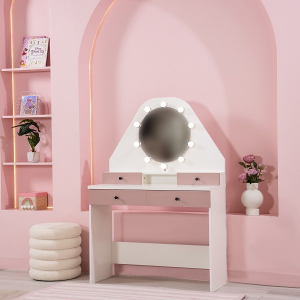 Stella Kids Dresser with Mirror White/Pink