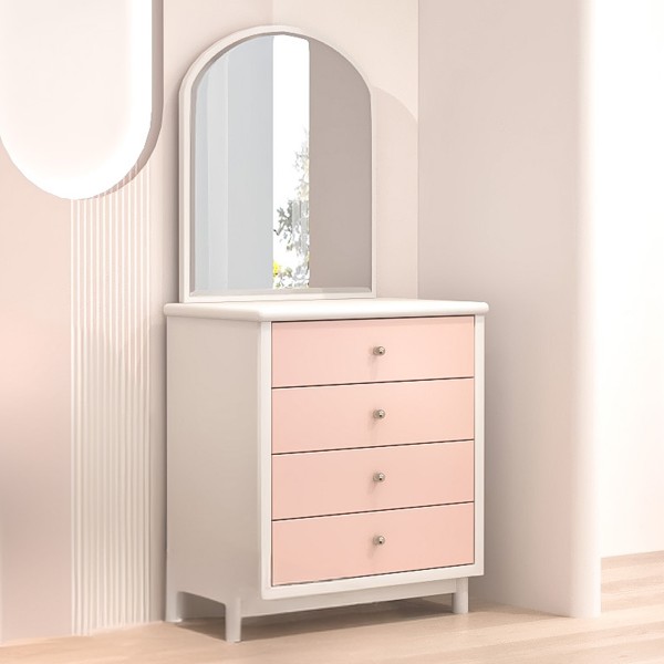 Khloe Kids Dresser with Mirror Pink/White