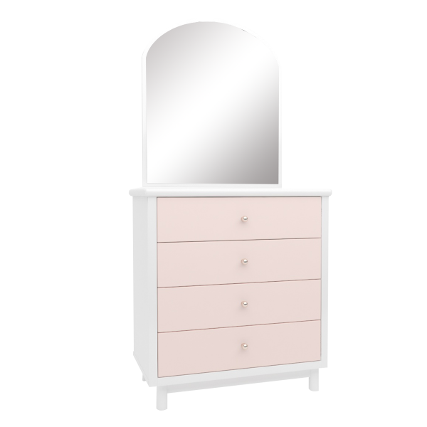 Khloe Kids Dresser with Mirror Pink/White