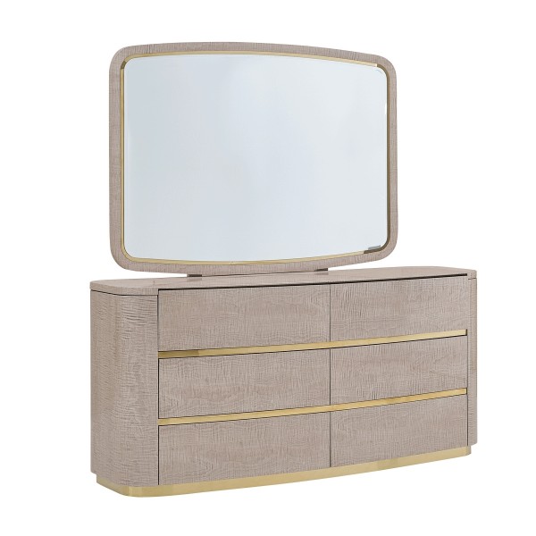 Keo Dresser with Mirror Beige/ Gold