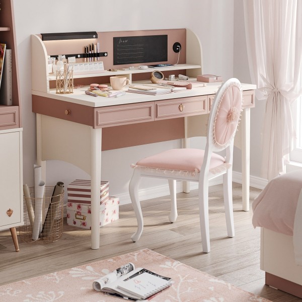 Elegance Kids Study Desk With Unit Pink/Cream