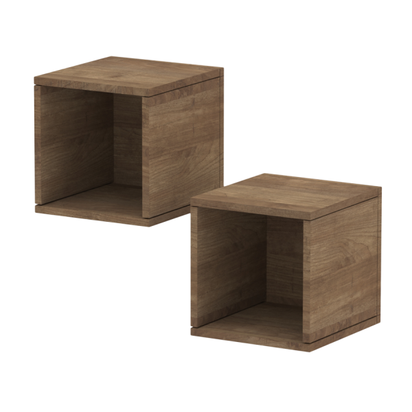 Infinity Set Of 2 Open Cubes Cabinet Walnut