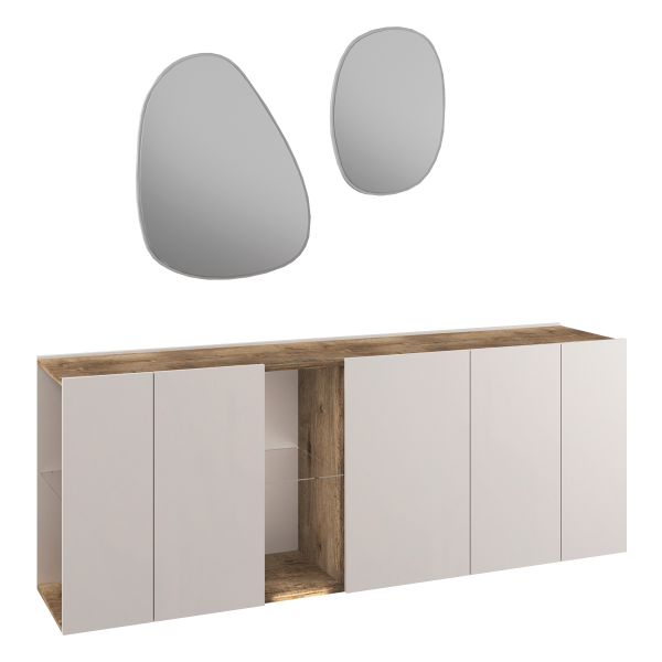 Nelly Sideboard with Mirror Cream/Brown