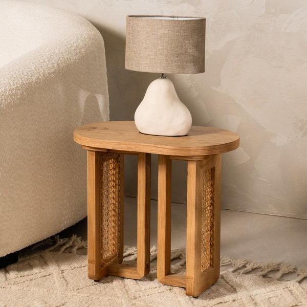 Kris Oval End Table Big Cane/Light Brown
