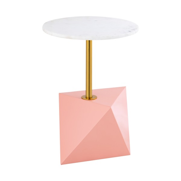 Zeenah Diamond-Shaped Side Table White/Pink