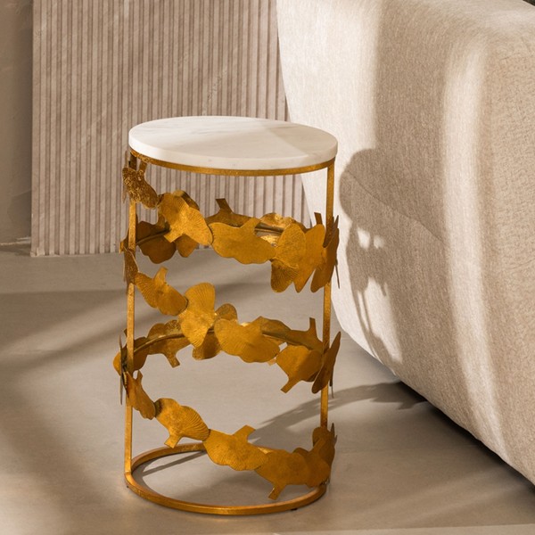 Butterfly Round Small Side Table Gold