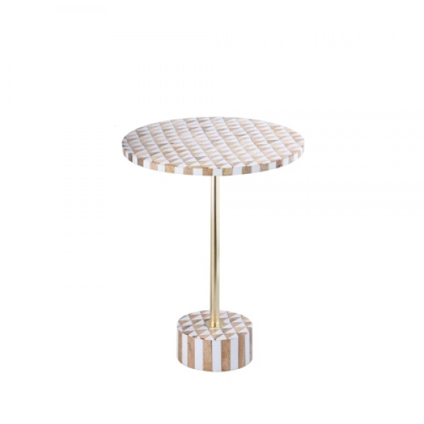 Hudson Small Side Table White/Gold