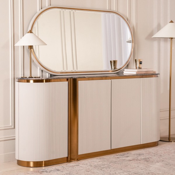 Verona Buffet With Mirror Grey/Rose Gold