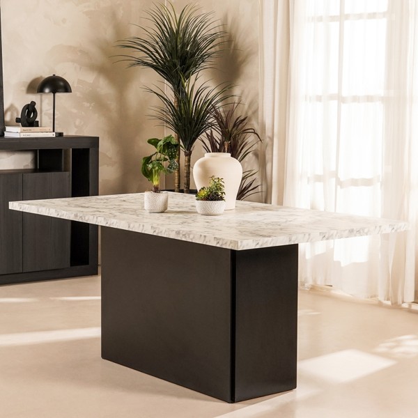 Prato 6 Seater Dining Table Carrara Black Marble 180 cm