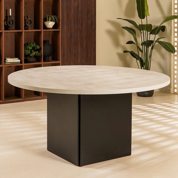 Prato Round 6 Seater Dining Table Grey/Black 160 cm