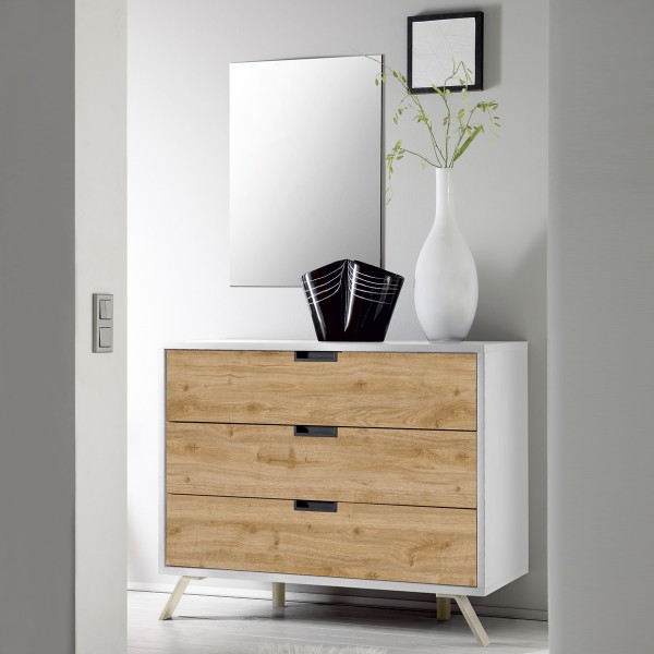 Star Dresser with Mirror White High Gloss/Oak