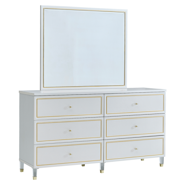 Marian Dresser with Mirror Pearl White