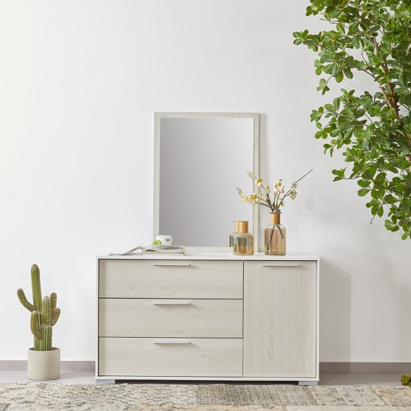 Trixie Dresser with Mirror Light Oak/White