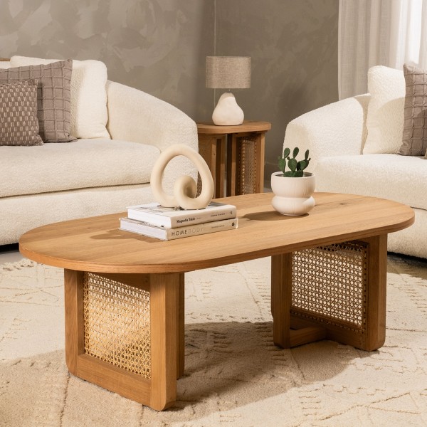 New Kris Oval Coffee Table Cane