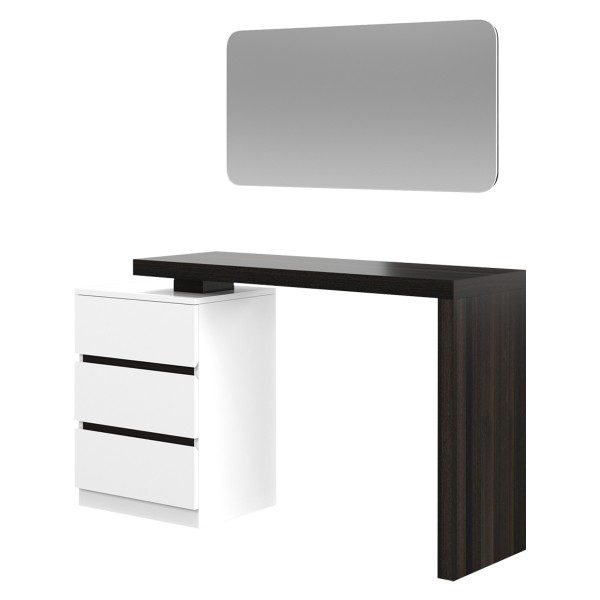 Primo Dresser with Mirror Dark Walnut/White