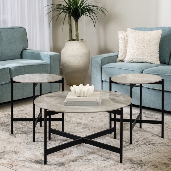 Blake 1 Coffee Table + 2 End Tables Set Grey